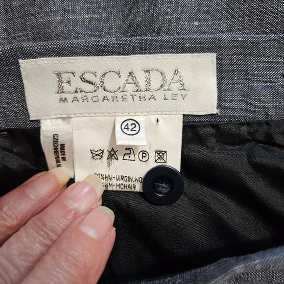 Escada Skirt Womens Gray EU 42 Wool Mohair Pencil Knee Length Corpcore US 12 - Picture 8 of 16
